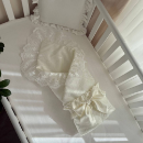 Paturica bebe din bumbac satinat si fundita inclusa, Delux milky (1)